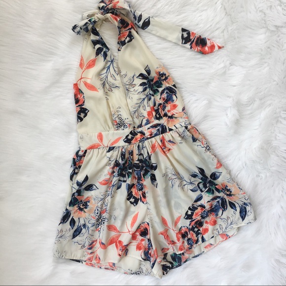 Windsor Dresses & Skirts - Windsor White Floral Halter Neck Romper